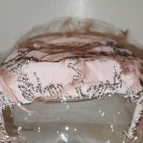 Vintage Hat with Net, Feathers, Beads *AS IS READ* main image 10